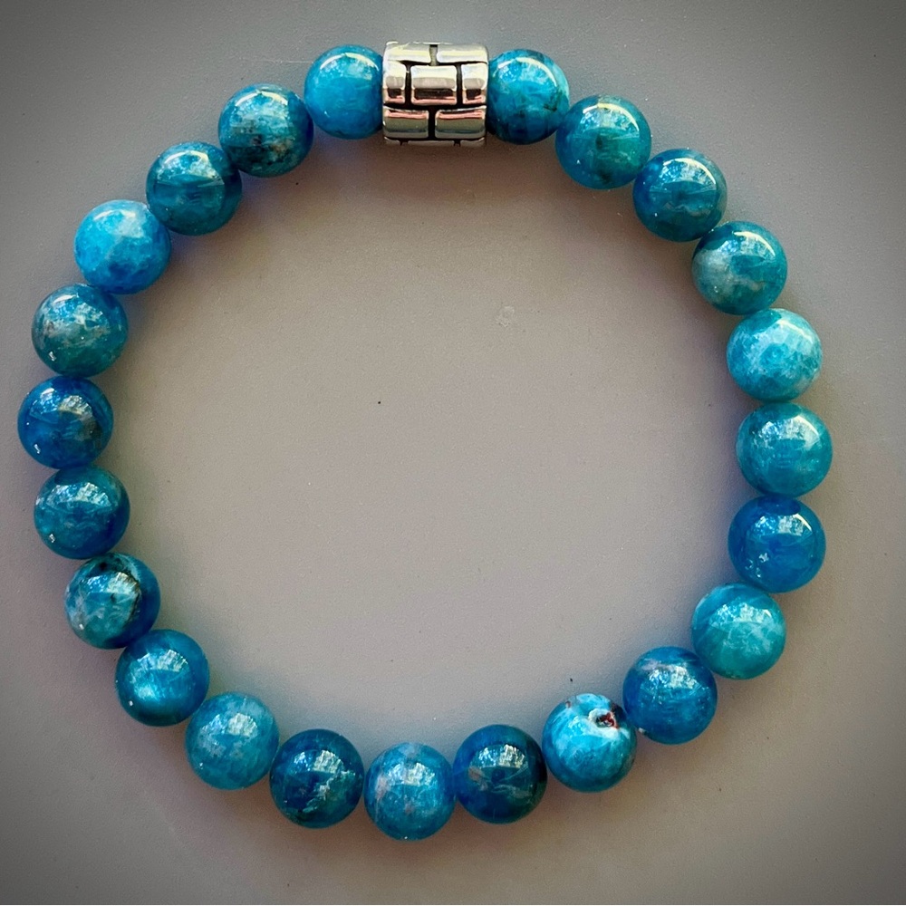 Bright Blue Apitite Handcrafted Bead Bracelet - Picture 1 of 6